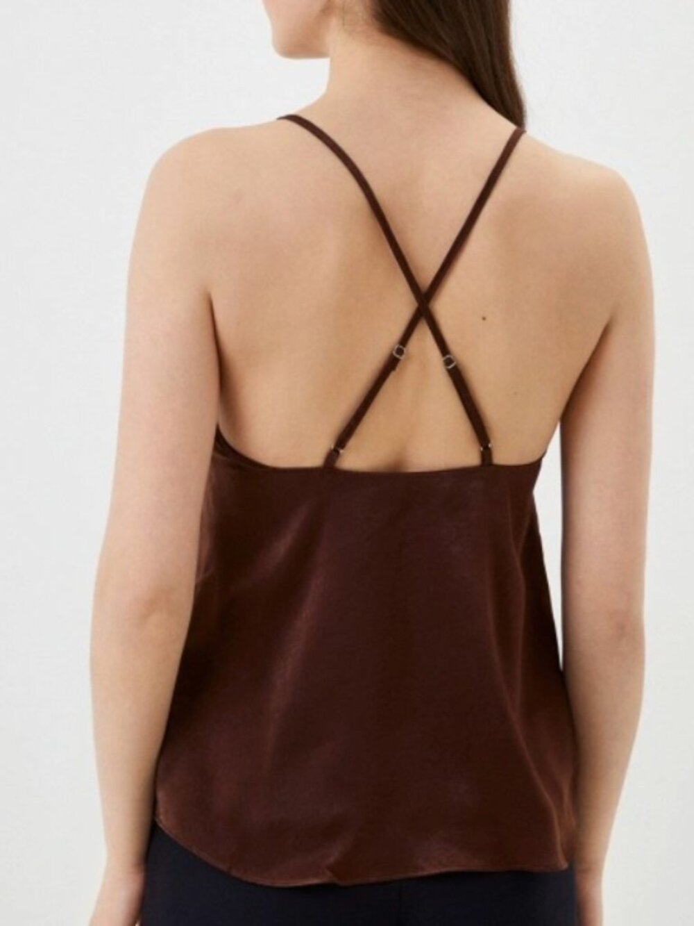 Brown Satin Camisole Tank Top